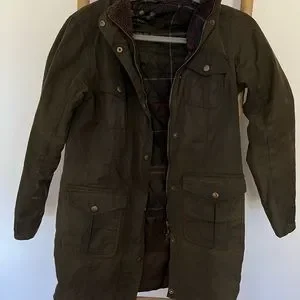 Barbour Size 4 Ashbridge Hooded Waxed Canvas Jacket with Faux Fur Trim